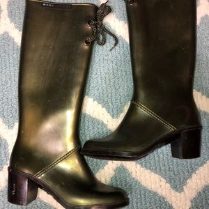 Marc Jacobs Green Metallic Rainboots 38 7 heeled